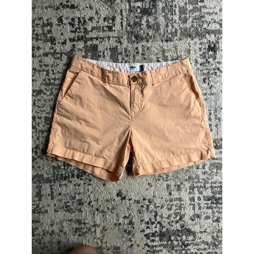 Old Navy Everyday Shorts Womens 4 Peach Apricot Chino Cotton Stretch Mid Rise
